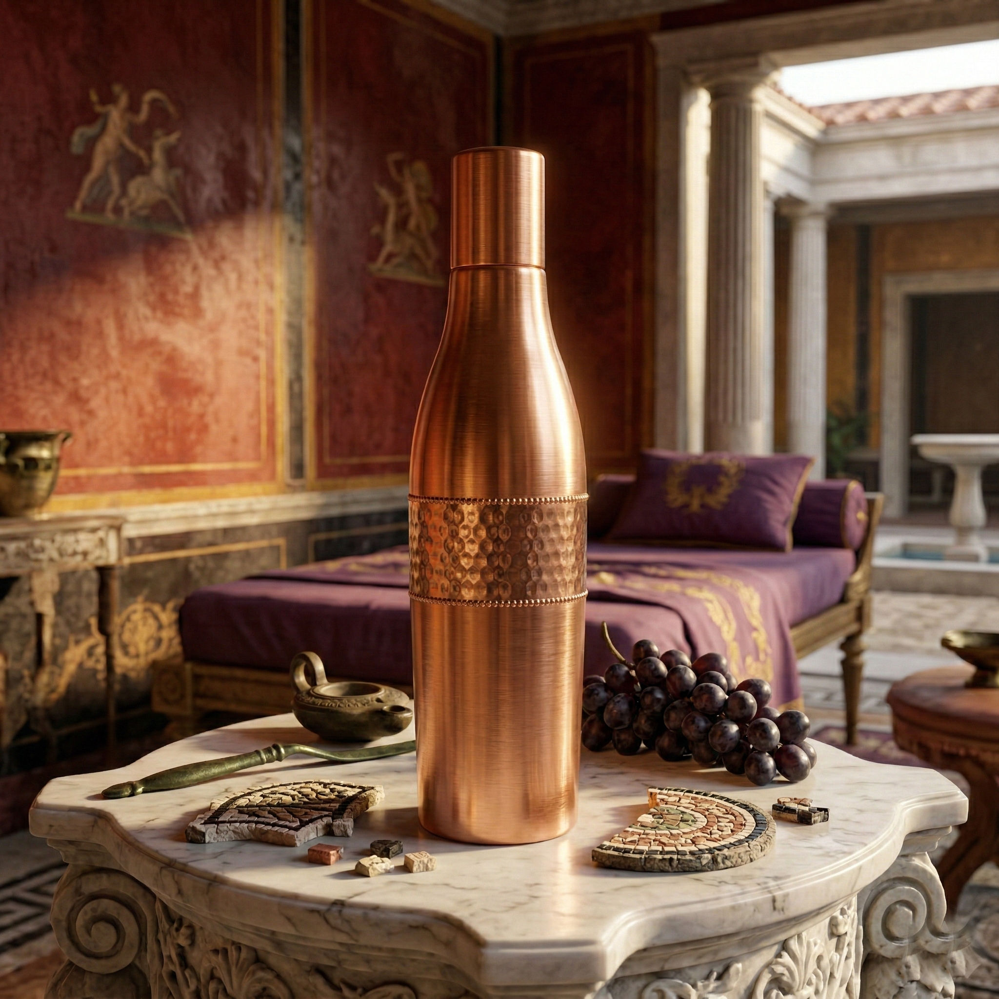 Copper drinkware bottle with champagne style and lacquer coating, sapphire - 850 ML 103